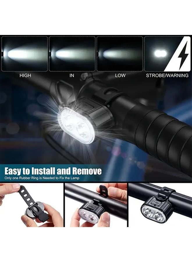 مجموعة أضواء الدراجة LED للشحن عبر USB، مصنوعة من مادة ABS، مع مصباح أمامي وخلفي لركوب الدراجات في الهواء الطلق - Image 5